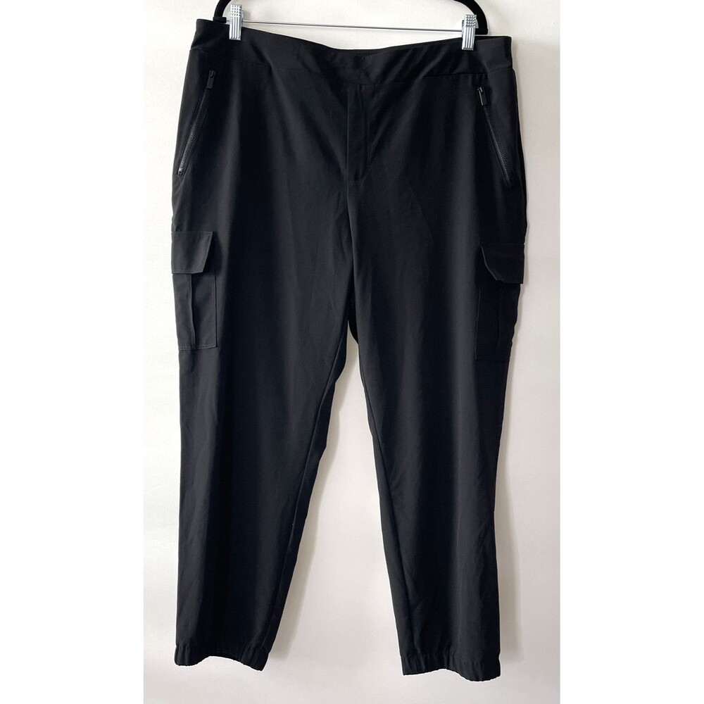 Chico's Zenergy Cargo Jogger Pants Black Tapered Ankle Women's Size 3/US 16-dmpv